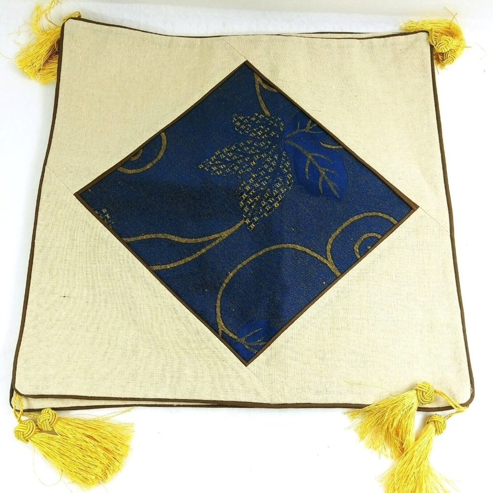 Tan and Navy Pillow Covers Pair